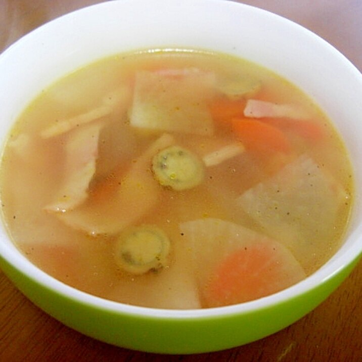 根菜とベーコンのスープ